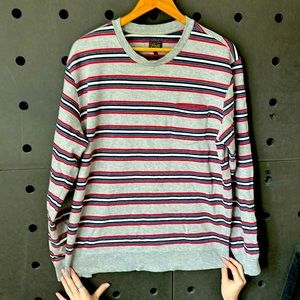 Obey Men’s striped crewneck shirt size Large